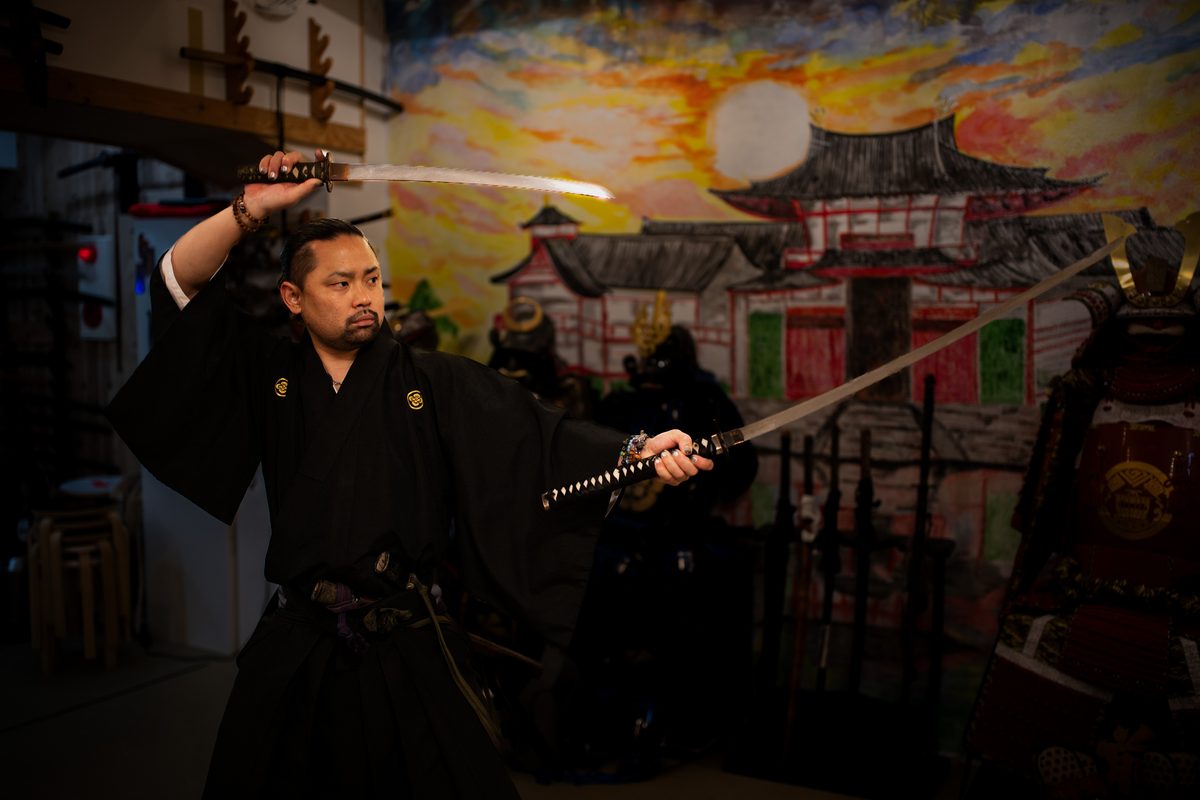 Samurai dual katana portrait — FotoVenture Japan